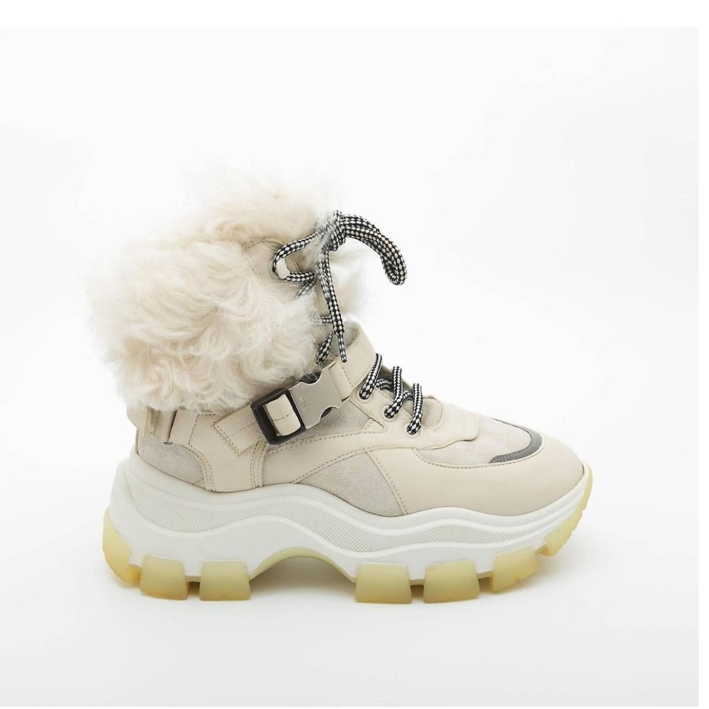 Prada Cream Fur-Lined Winter Boots
